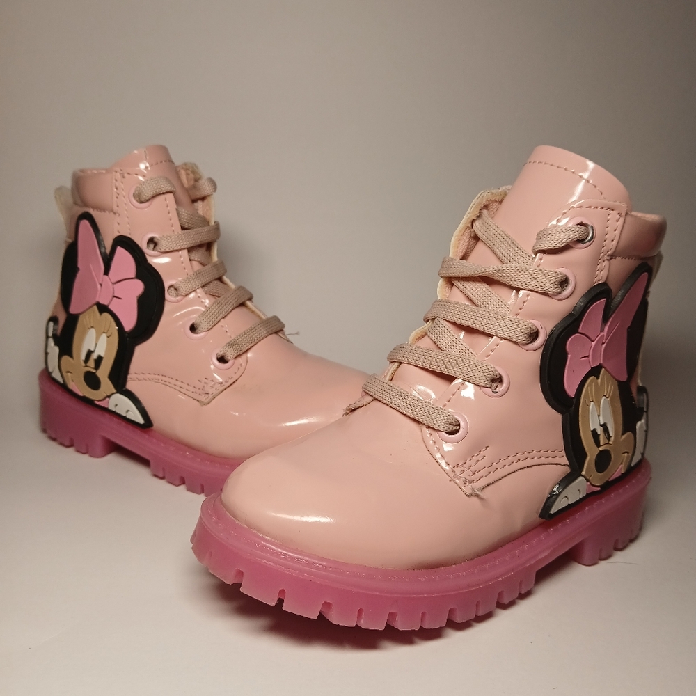 Minnie Mouse Light Pink Little Girls Light Up Boots. Size 11